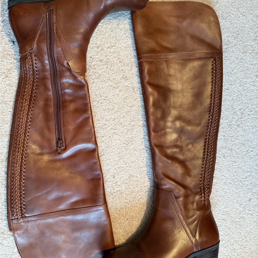 Brown Leather Knee-High Boots